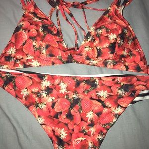 Cute strawberry swimsuit set